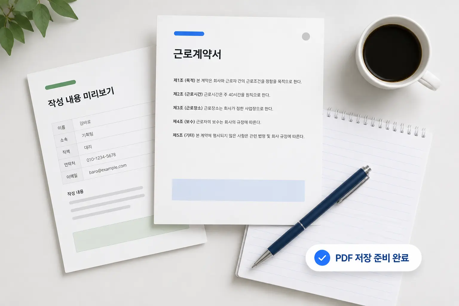 바로문서 온라인 문서 작성과 PDF 저장 안내